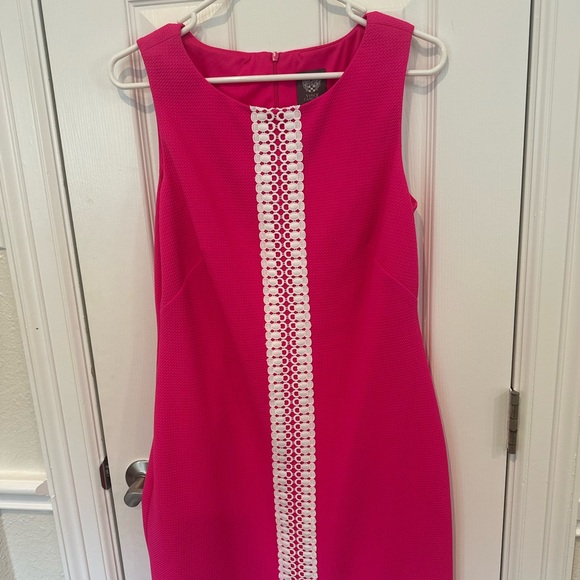 Vince Camuto Pink Midi Dress with White Detailing - Picture 1 of 2